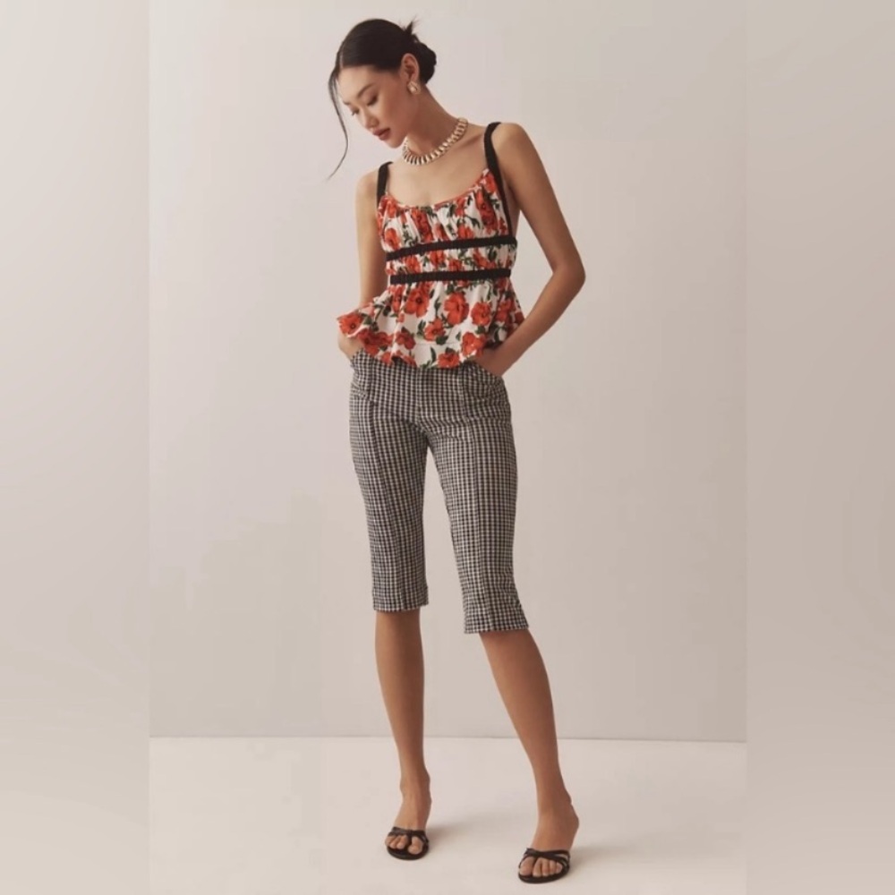 Maeve Ditali Red Floral Black Trim Tank Top - Picture 3 of 13